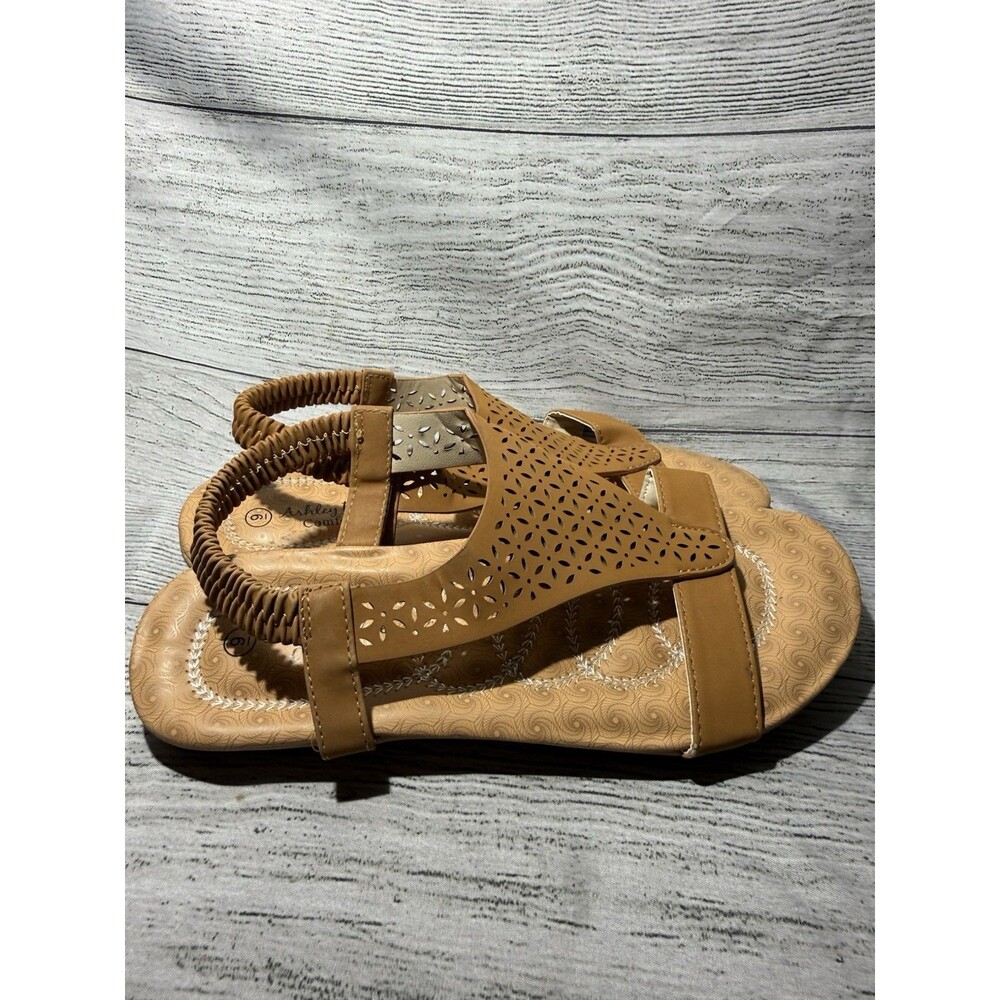 Ashley Blue Comfort Camel Color Sandals Back Strap Size 9
